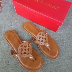 Pierre Dumas Brown Cutout Medallion Sandals